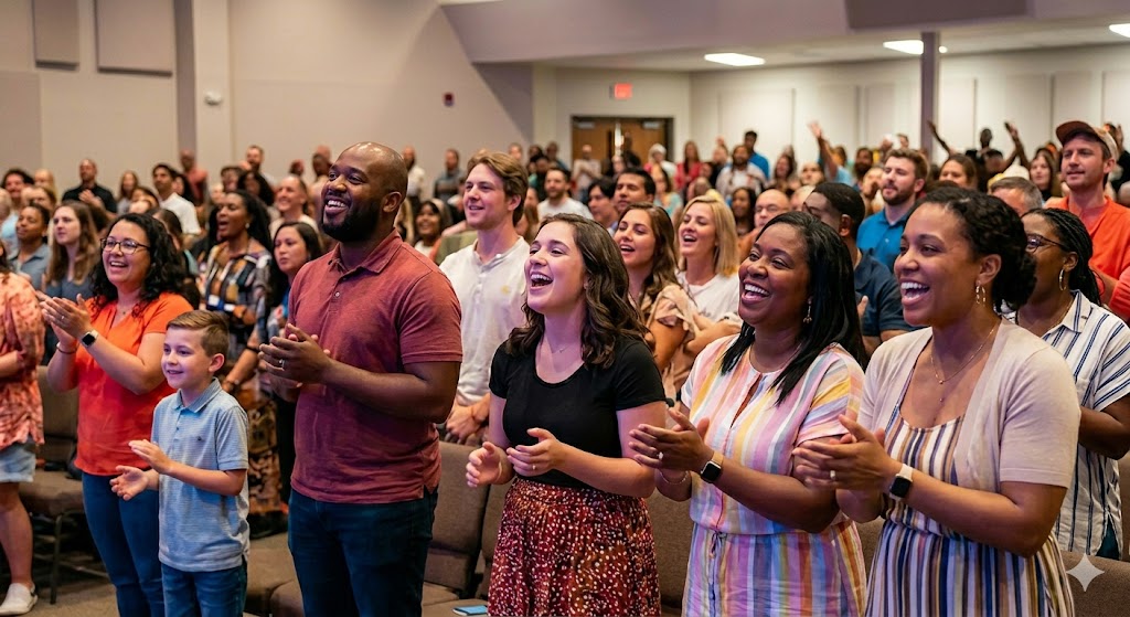 Congregation worshipping together